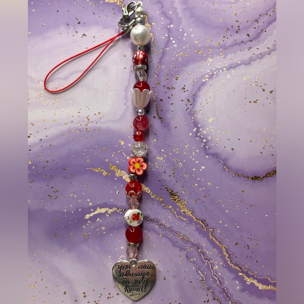 Handmade “You are always in my heart” mini phone charm/ keychain accessories